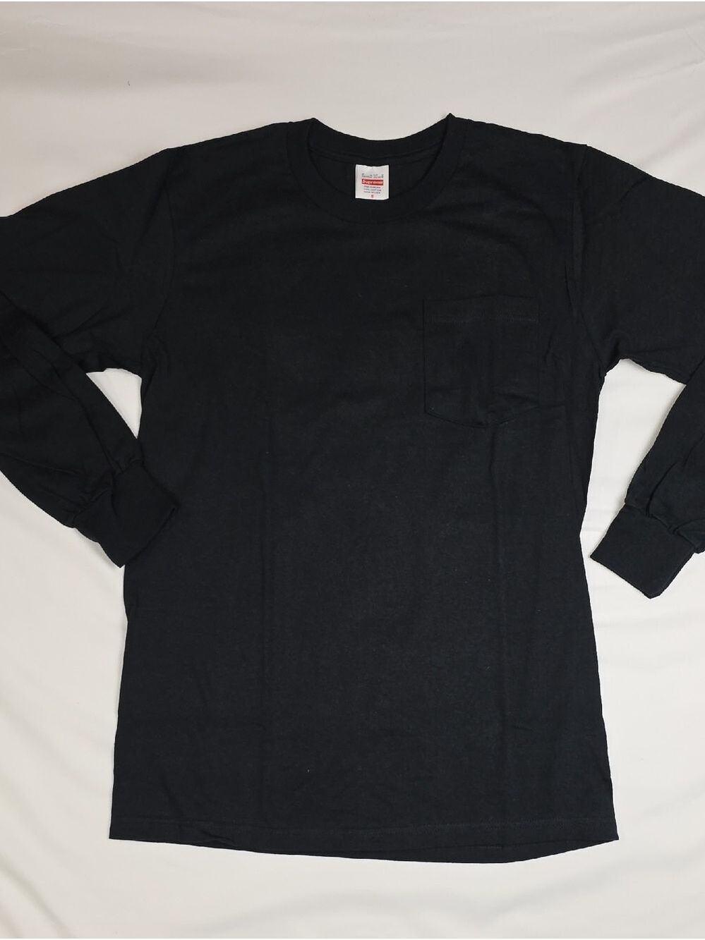 Supreme Black Long-Sleeve Pocket Tee